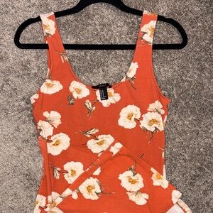 Forever 21 Orange Floral Midi Dress